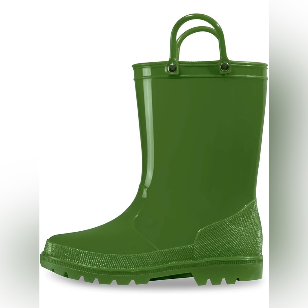 Green waterproof rain boots